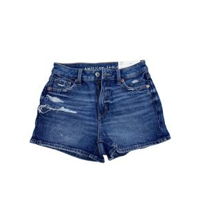 American‎ Eagle Outfitters Mom Short Denim Distressed Super High Rise Size 000
